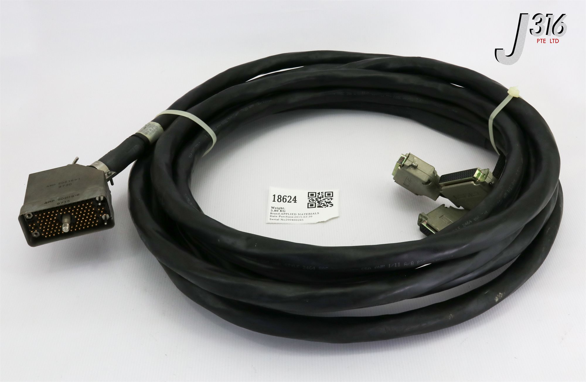m 18624 APPLIED MATERIALS CABLE ASSY MAIN FRAME UMBILICAL #2 25.5